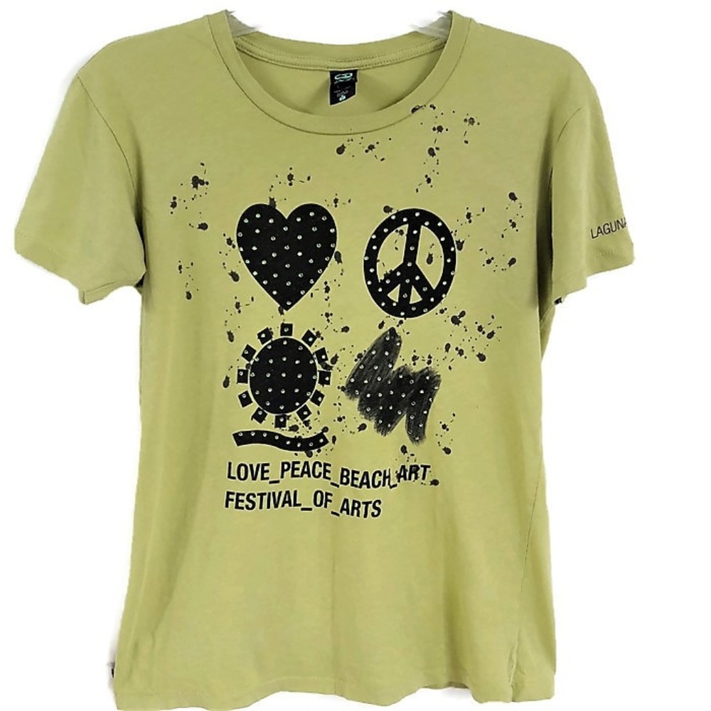 Graphic Tee T Shirt Rhinestones Laguna Beach Festival L